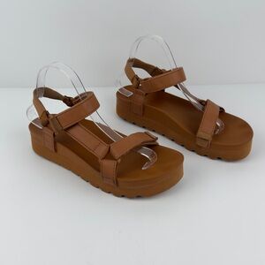 Reef Tan Platform Sport Sandals Cushioned Strappy Womens 8.5